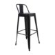 El butaco Tolix negro con espaldar ofrece estilo y comodidad. Ideal para barras, cocinas o restaurantes modernos. Estructura 4 patas metálica con apoyapiés.